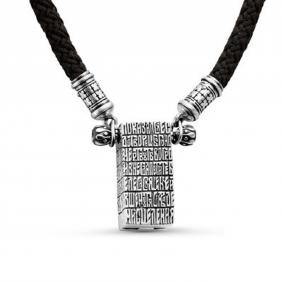 Православная подвеска из черненого серебра на текстильном шнурке Иордань Б-П-185/1 Кирпич Спиридона Б-П-185/1 Кирпич Спиридона фото